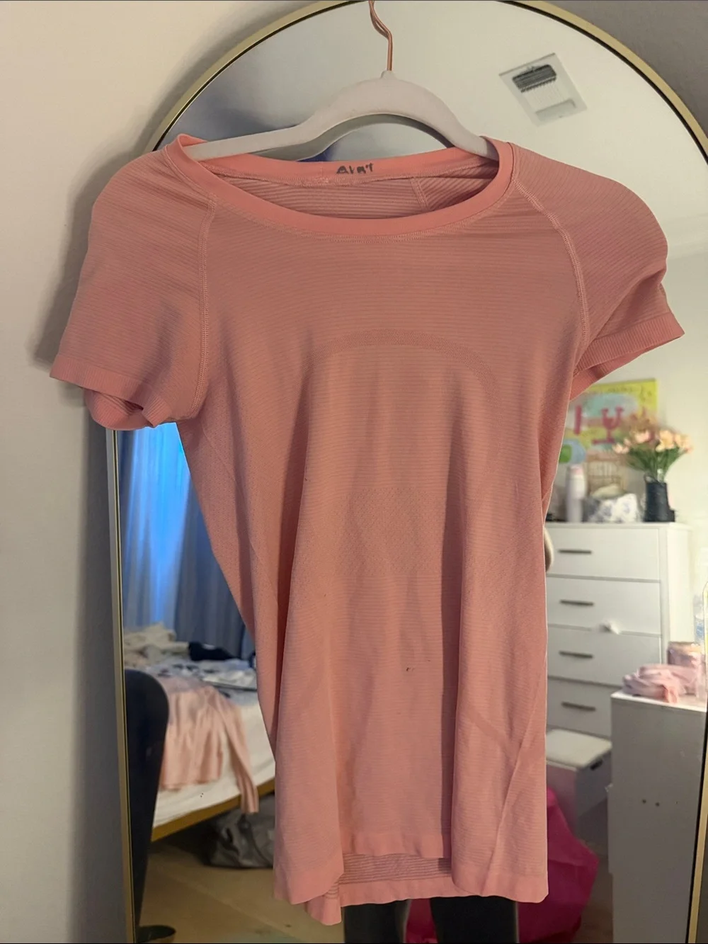 Lululemon has stains Atmosphere Peach-Pink Short Sleeve Crewneck Tee